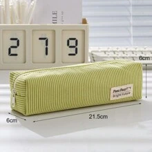 1 pezzo Astuccio portapenne in velluto a coste di colore unito, di grande capacità, minimalista, alla moda e pratico per ufficio, scuola, cancelleria, forniture per il ritorno a scuola, per riporre pennelli da trucco