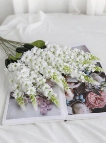 MEHELANY 6/4/2/1 Pcs - 29.2 Inches - White Gypsophila Artificial Flowers, Delphinium Silk Flowers, Long Stem Hyacinth Fake Flowers, Realistic Texture, Suitable For Wedding, Home, Outdoor Party Floral Arrangement, Tabletop Decor, Garden, Hotel, Bar, Kitchen, Fireplace, Tall Vase Decoration, Autumn Halloween, Thanksgiving, Christmas Party Supplies, DIY Arch Wreath Decor, Gift For Girls - White - View 3