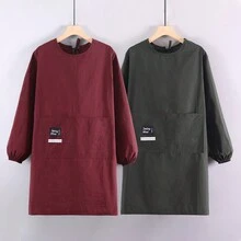 1pc Large Pocket Long Sleeve Apron, Fashionable New Waterproof And Stain-Resistant Apron For Household, Catering And Work Use