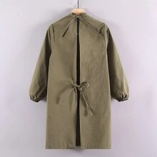 1pc Large Pocket Long Sleeve Apron, Fashionable New Waterproof And Stain-Resistant Apron For Household, Catering And Work Use