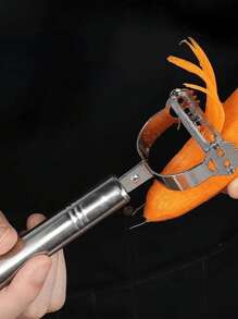 1pc Stainless Steel Multi-Function Peeler, Random Style, Suitable For Shredding Potatoes And Carrots