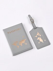 2pcs Hot Stamping Passport Holder And Luggage Tags, Faux Leather Passport Cover, Passport Holder Passport Cover, Travel Passport Cover For Couples, Travel Money Protector Travel Passport Protector ID Card Holder Travel Accessories, Stylish Passport Cover World Pattern Travel Passport Cover For Friends, Best Friends, Sisters, Couples, Couples Travel 1pc,Boho Vibes - Multicolor - View 14