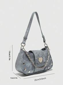 Bolsa Feminina Y2K Estilo de Rua Chic com 3 Alças, Bolsa Transversal para Ombro Portátil e à Prova D'Água em Pu Casual e Fashion, Adequada para Mulheres, Meninas, Estudantes, Novos Profissionais, Trabalhadores Brancos, Viagens a Negócios - Azul - Ver 2