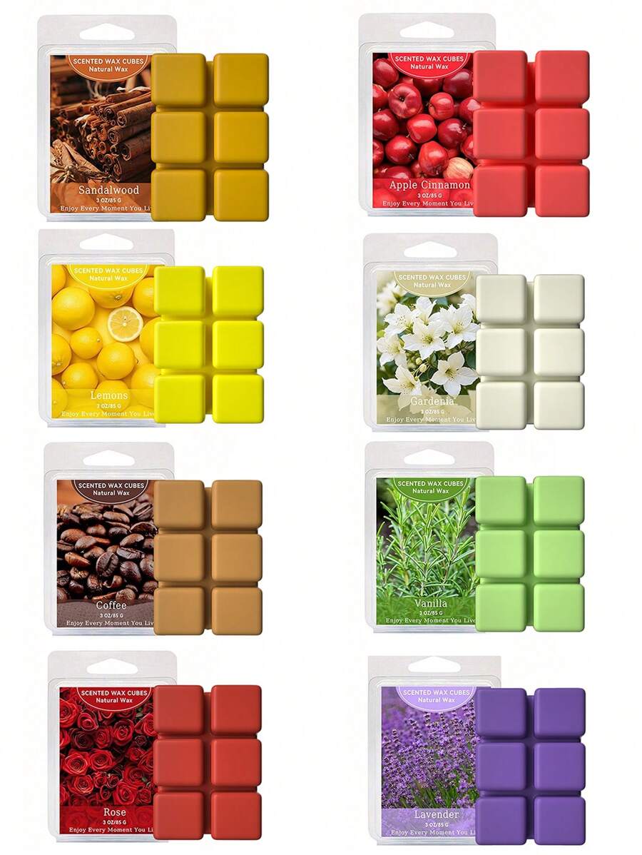 1 pieza de cera aromática derretida, vela fragante con forma de hielo (3 onzas), cubos variados para calentador de cera, bloque de cera con aceites esenciales de plantas para aromaterapia - Multicolor - Ver 1