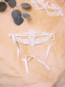 1 pieza/3 piezas/6 piezas - Máscara de encaje blanco/5 piezas negro para decoración de fiesta de vacaciones, máscara de mascarada para mujeres, con correa ajustable