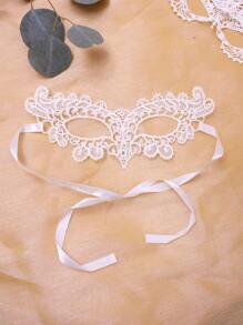 1 pieza/3 piezas/6 piezas - Máscara de encaje blanco/5 piezas negro para decoración de fiesta de vacaciones, máscara de mascarada para mujeres, con correa ajustable