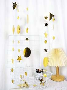 3 piezas y 1 pieza Decoraciones de círculo en espiral con efecto metálico dorado de 380 cm/149 pulgadas, adecuadas para todas las estaciones, vacaciones, cumpleaños, fiestas, adorno colgante de fondo, decoración del hogar, decoración de habitación, decoración de pared - Dorado - Ver 2