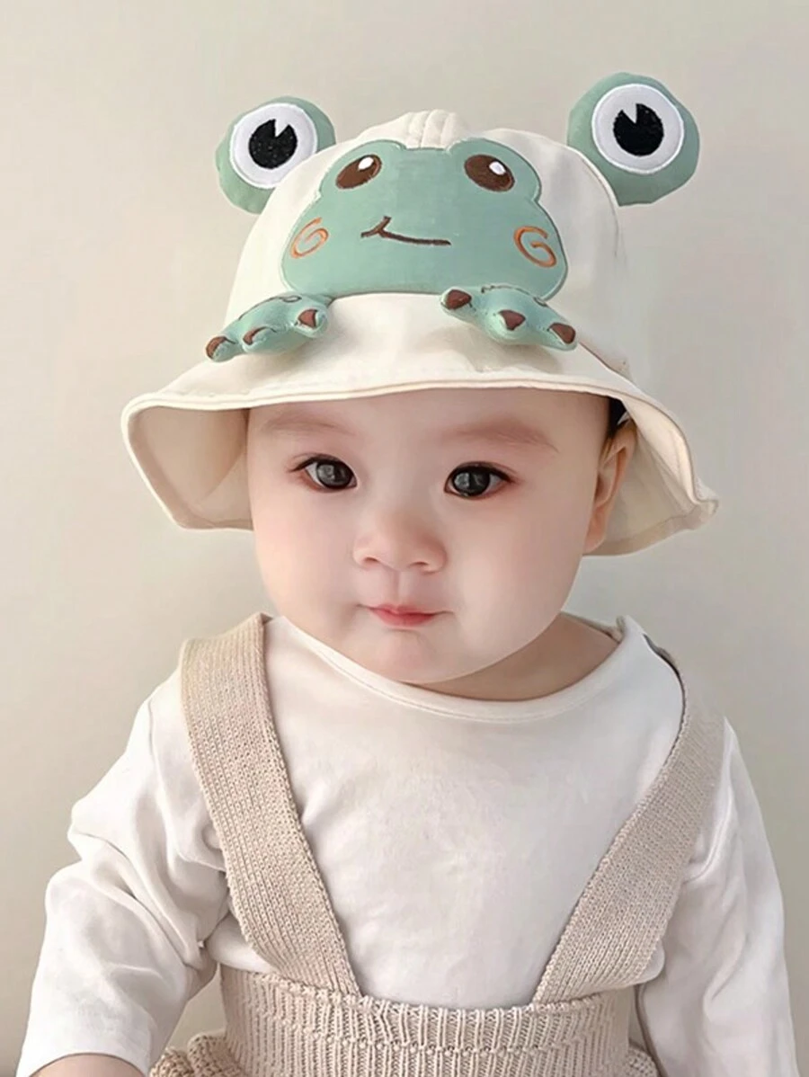 1pc Toddler's Cute Frog Printed Sun Hat, Versatile For Spring/Summer Wear