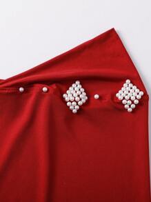 1pc Women's Convenient Full Coverage Hijab With Rhinestone Pearls, Luxury For Holiday Celebration - Multicolor - View 5