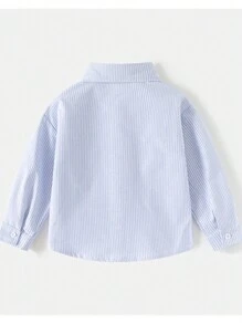 男童长袖刺绣休闲衬衫，春季款 - 藍色 - 查看 3