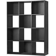 12-Cube Black Storage Organizer Bookcase Home Office Display Bookshelf Shelves