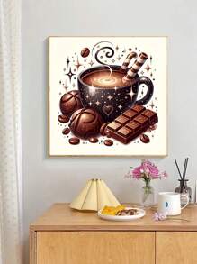 5D 圆形钻石画套件，20x20cm - 无框亚克力工艺品，适用于家居墙壁装饰 - 彩色 - 查看 8