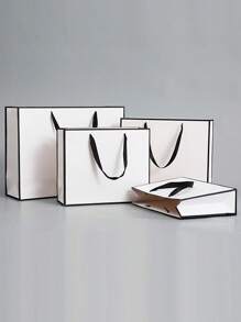 1pc/2pcs White Card Paper Bags, Gift Bags, White Paper Shopping Bags For Clothing Stores, Jewelry And Beauty Packaging, Large Size Gift Wrapping Paper Bags