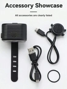 X-TIGER 1 件/2 件易于安装 USB 可充电自行车前灯和自行车喇叭前灯 6 种模式 - 黑色 - 查看 9