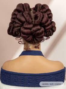 Hot Synthetic 6inch Short Full Lace Braid Wig Handmade Bantu Braid Wig For Women Everyday Wear - Burgundy - View 3