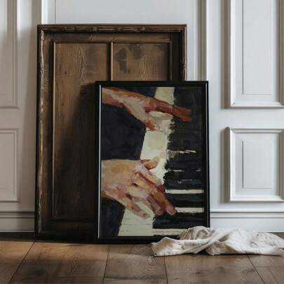 1 pieza Póster de arte de piano vintage en lienzo - Decoración de pared sin marco, adecuado para amantes de la música, decoración perfecta para dormitorio, oficina, sala de estar, cafetería, bar y otros espacios