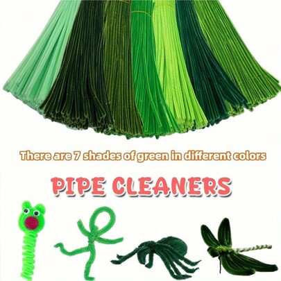 100pcs Value Pack Craft Pipe Cleaners, Pipe Cleaners Green, 7 Green Colors, Chenille Pipe Cleaners Value Pack, Solid Color Pipe Cleaners, Christmas Craft Pipe Cleaners, Pipe Cleaners Craft Supplies,Chenille Stems Creative DIY Arts,Crafts Decoration Gifts