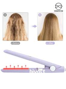 Mini Flat Iron Small Portable Professional Hair Straightener With Carrying Case Bivolt - Xem 7