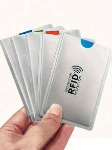 10/5/1pc Silver Card Holder Protects Against Demagnetization Credit Card Bank Card Identity Card Holder Shields Against Scanning Anti-Magnetic Anti-Theft Anti-Skimming Card Cover Credit Card Sticker For Women For Men Rfid Wallet Card Wallet - Multicolor - View 1