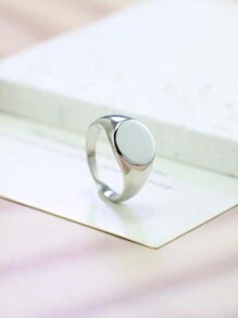 1 buc Inel de cuplu rotund neted din oțel inoxidabil minimalist, măiestrie de turnare de înaltă calitate