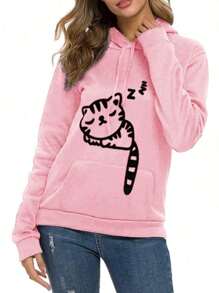 Orejas De Gato Lindo Ajuste Flojo Señoras Sudadera Caliente