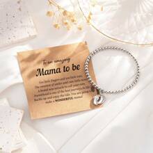 Cute Footprint Charm Bracelet, Natural Stone Round Bead Foot String Bracelet Hand Jewellery, Maternity Mum-To-Be Gift Suitable For Mother's Day, Party Gift Anniversary Gift Christmas