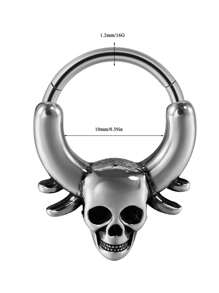 1PC Stainless Steel Septum Skull Hinged Clicker Dead Butterfly Hoop Nose Ring Tragus Cartilage Daith Piercing Helix Rook Earring Jewelry