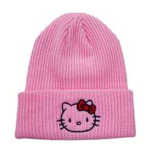1pc Sanrio Hello Kitty & Friends Embroidered Knitted Hat - Warm Winter Warm, Hand Wash Feasible, Perfect Christmas Gift, Party Decoration