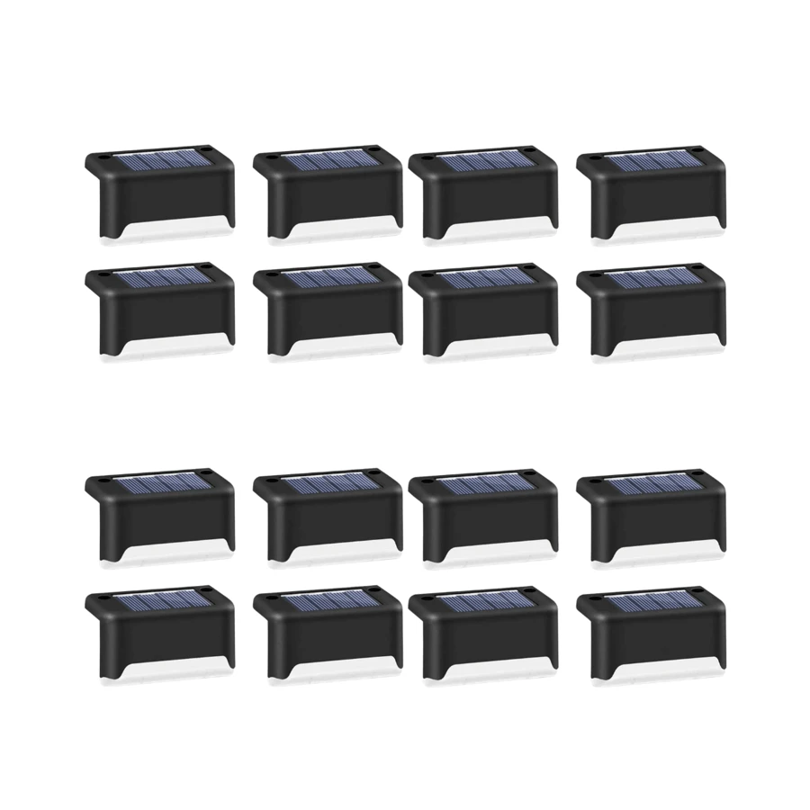 Solar Energy Stair Bollard Kit External LED Surface Mounted Light Black