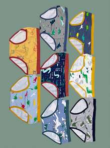 男童 8 款卡通恐龙印花男童三角裤 舒适柔软多色内裤 适合男宝宝 四季 - 彩色 - 查看 2