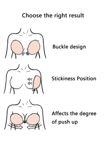 YIYANG 可重复使用硅胶粘性提拉文胸，无肩带丰胸文胸，粉色隐形粘性文胸 - 杏色 - 查看 8