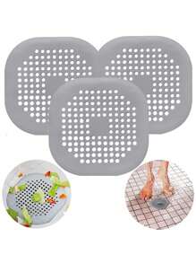 2/3 Packs Drain Cover Hair Catcher Pad, Silicone Tube Trap Shower With Sucker For Bathroom Kitchen, 5.7" Flat Square Rubber Strainer Plug Filter Bathtub Sink Home Drain Protectors Back To School - Multicolor - View 10