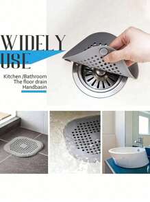 2/3 Packs Drain Cover Hair Catcher Pad, Silicone Tube Trap Shower With Sucker For Bathroom Kitchen, 5.7" Flat Square Rubber Strainer Plug Filter Bathtub Sink Home Drain Protectors Back To School - Multicolor - View 5