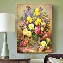 1pc Wall Arts Posters Optional Frame Botanica Europe Classical Retro Flowers Oil Painting Nordic Beautiful Floral Wall Art Poster Canvas Print Hallway Picture Room Home Decor Pop ,Wall Art With Frame