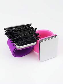 1pc Magnetic Silicone Wristband, Makeup Tool, Magnetic Wristband, Wrist Storage, Magnetic Square Bracelet, Clip Picker Strap, Suitable For Attaching Hair Clips And Sewing Needles - Multicolor - View 3