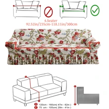 1pc Floral Printed Anti-Slip Stretch Milk Silk Fabric Sofa Cover, Suitable For Single/Double/Three-Seater/Four-Seater Sofa, All Seasons