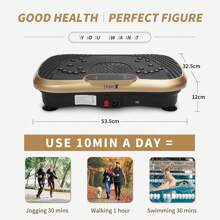 Vibration Plate Exercise Machine, Whole Body Workout Fitness Vibration Plate, Vibration Power Plate With Resistance Bands,Slim Vibration Platform For Home Training & Shaping,99 Levels - Gold - View 5