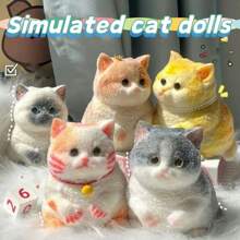 1 件逼真柔软丰满猫玩具，减压玩具，硅胶挤压慢回弹极具吸引力，颜色和款式随机 - 彩色 - 查看 2