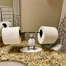 1 pieza Soporte para papel higiénico con personaje miniatura de levantador de pesas impreso en 3D, decoración divertida para el baño - Multicolor - Ver 5
