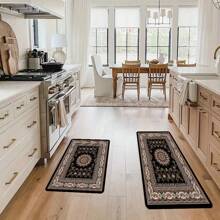 1/2pcs Bohemian Kitchen Carpet Set, Artistic Flowers Design Floor Mat, Soft Anti-Fatigue Non Slip Machine Washable Polyester Carpet, Suitable For Kitchen, Study, Bedroom, Living Room, Office, Home Decoration - Multicolor - View 5