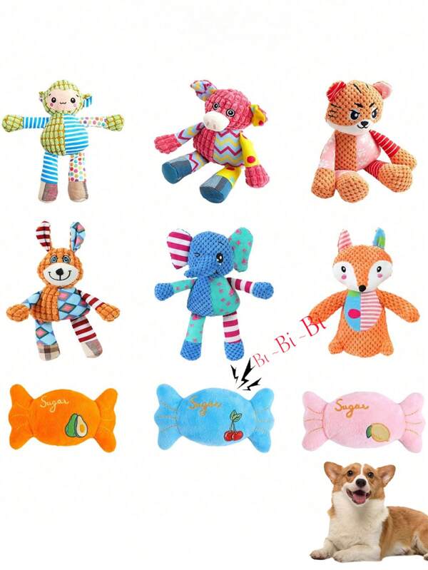 Juguete para perro con sonido, juguete para masticar con diseño de dibujos animados lindos, juguete de mascota duradero y resistente a mordeduras para aliviar el estrés, juguete interactivo para perros, regalo para el cumpleaños y festividades de la mascota