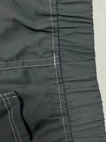 1pc Boys/Teens Vintage Casual Minimalist Denim Effect Pocket Cargo Pants, Spring/Autumn