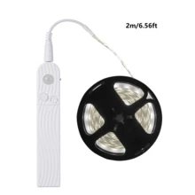 1 Peça Faixa de Luz LED de 2 metros com Sensor de Presença Humana, Faixa de Luz Impermeável LED2835 de Baixa Voltagem, Adequada para Armários, Escadas, Salas de Armazenamento, Sob Balcões, Armários, Camas (Branco Quente/Branco Frio) - Branco - Visão 12