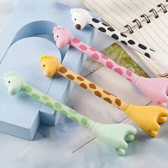3pcs/6pcs Cute Giraffe Shaped Realistic Gel Pens, Butterfly Pens, Smooth Writing, Elegant Signatures, Back To School Essential, School Supplies, Kawaii Stationery, School Colors, Pens, Back To School, Back To School Season (Random Color/Style)