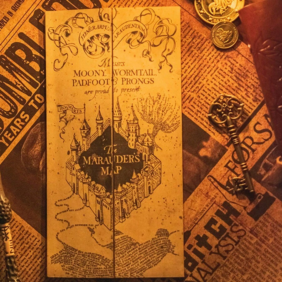 1 pieza Boleto de plataforma de 9 3/4, Mapa del Merodeador, Carta de Aceptación de Hogwarts - Accesorios de cosplay, decoración del hogar, regalo de vacaciones, regalo de cumpleaños, regalo de Pascua, juguete de Pascua, regalo, juguete