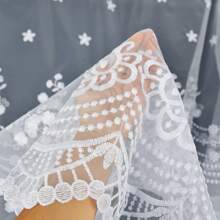 Rideaux brodés en maille élégants et romantiques, 1 pièce, 400*150 cm, broderie florale exquise, conception de tunnel supérieur pour une installation facile, légers et respirants, filtrant doucement la lumière, créant une atmosphère chaleureuse, parfaits pour les mariages, les salons, les chambres à coucher, les salles à manger et les cuisines