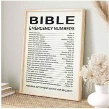 1 件复古艺术品帆布画墙饰，带有圣经诗句紧急电话号码设计；适用于客厅、办公室和家庭装饰；节日礼物、新年礼物、复活节礼物（无框架） - 彩色 - 查看 3