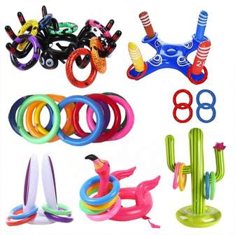 1pc Inflatable Reindeer Antler Headband Toss Game Props, Thickened PVC Inflatable Flamingo Without Ears Tossing Game Ring