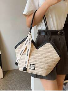 Bolso de mano/hombro de mujer tejido con bordado personalizado, versátil y adecuado para todas las estaciones, casual y elegante. Se puede personalizar con tus letras favoritas. Perfecto como regalo para el Día de la Mujer, el Día de la Madre o un cumpleaños. También adecuado como bolso de playa, bolso de compras, bolso de viaje o bolso de fiesta. - Multicolor - Ver 10