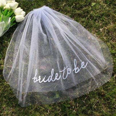 1pc Bride-To-Be Foiled Letter Party Headband Veil, Short Style Suitable For Wedding Dress, Party & Marriage Headdress Accessory Fall Clothes For Women